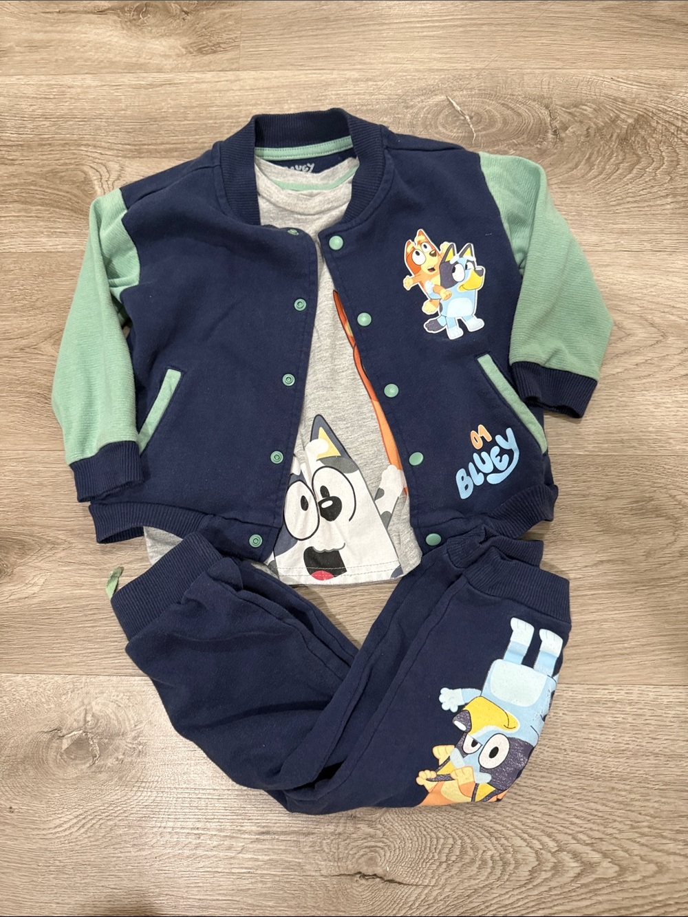 Disney Navy & Mint Bluey Kids Joggers Set